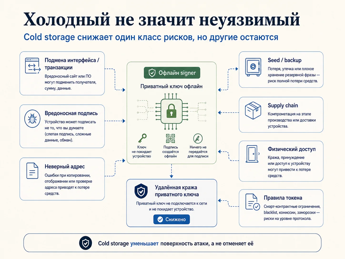 Риски холодного хранения криптовалюты — какие угрозы остаются при офлайн-ключе