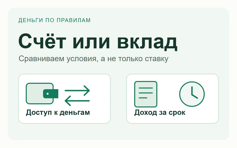 Накопительный счёт и вклад: сравниваем доступ к деньгам и условия дохода